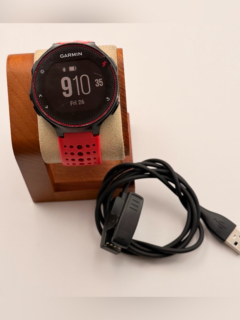 Garmin Forerunner 235, Tested, Charger Included, Good, Running Watch, Red/Black